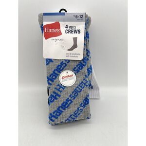 Hanes Men's Limited Edition Crew Socks, 4 Pack - Size 6-12 - Gray, Wht, Blk #164